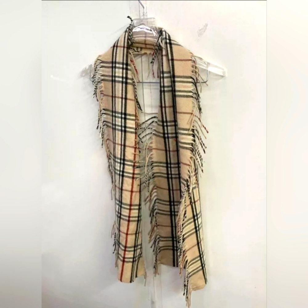 Cashmink V. Fraas Designer Tan Brown Plaid Scarf Wrap Made In Germany